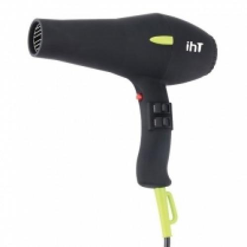 IHT Hair Dryer-Professional Hand Held Dryer-Black Rubberised